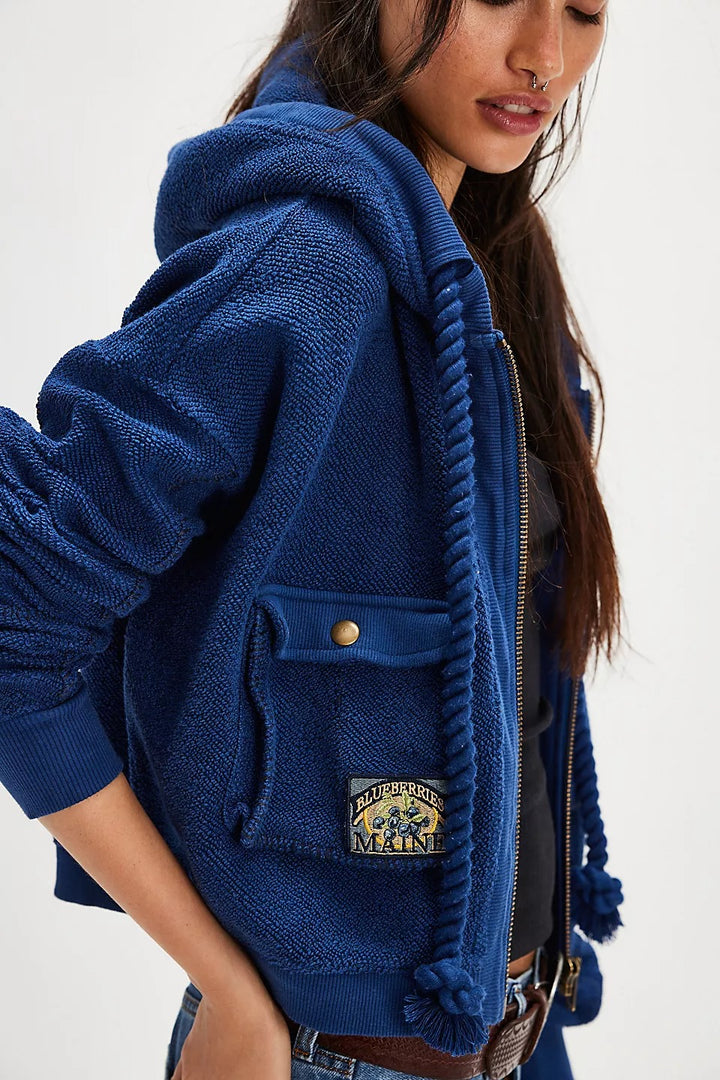 Free People So Lush Sweatshirt Hoodie Jacket Cropped Top