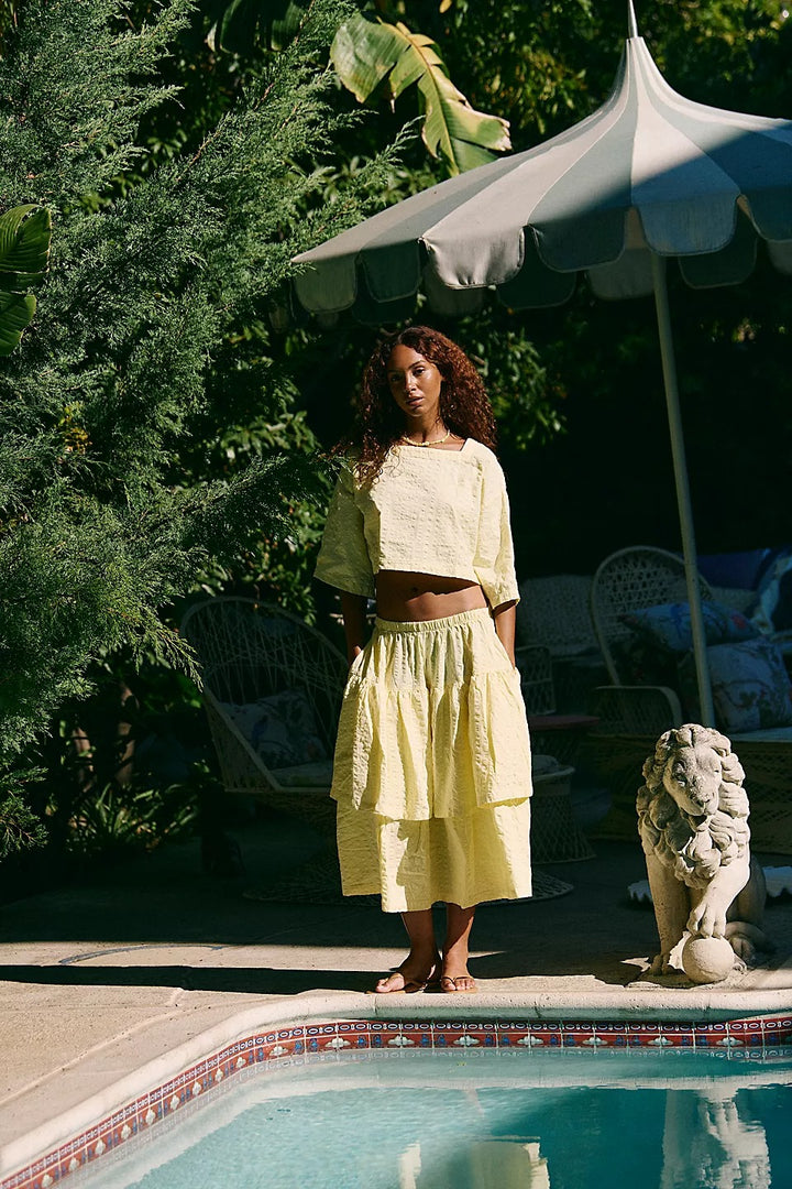 Free People Free-est Penny Seersucker Midi Skirt