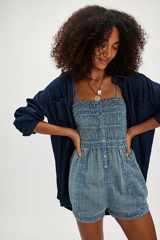 Free People FP One Washed Sammi Romper Dress