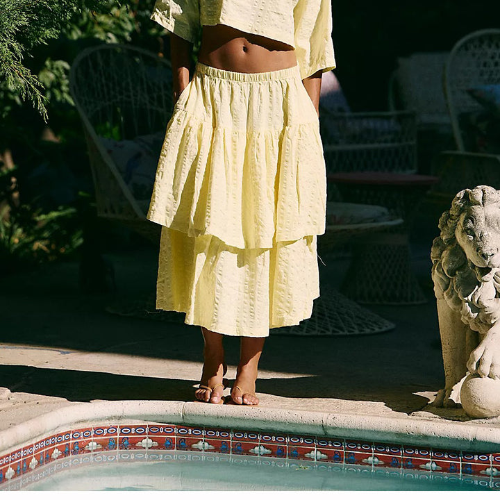 Free People Free-est Penny Seersucker Midi Skirt