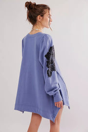 Free People Flowers Sweatshirt Tunic Top