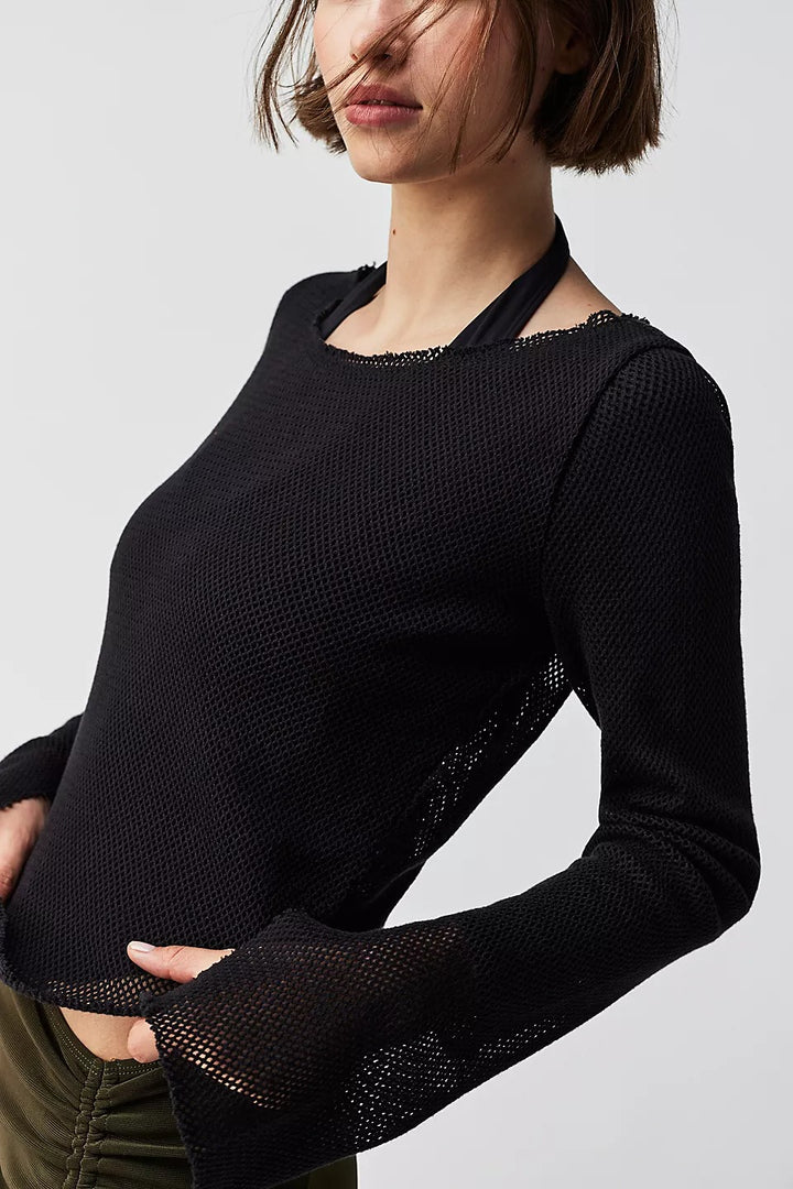 Free People Beau Mesh Layering Blouse Top