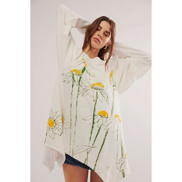 Free People Flowers Sweatshirt Top