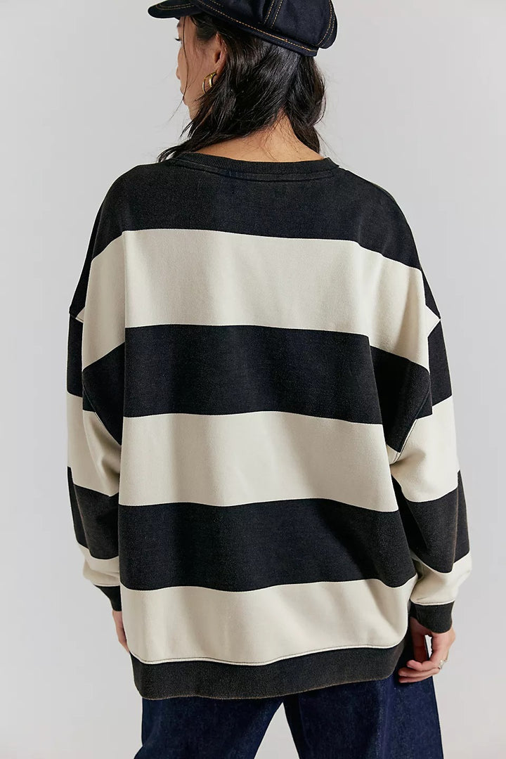 Free People We The Free Classic Strip Crewneck Sweatshirt Top
