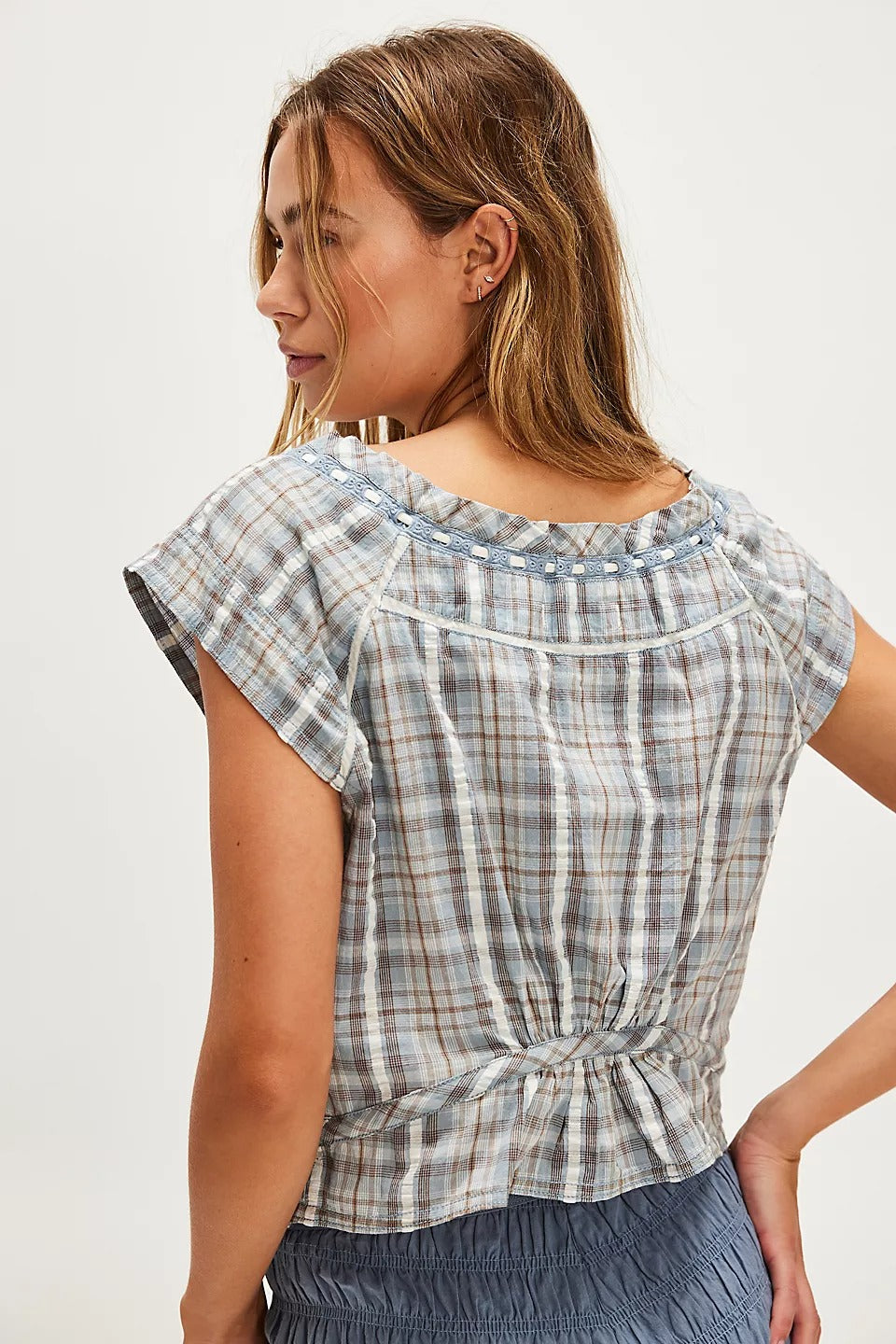 Free People We The Free Evora Plaid Blouse Top
