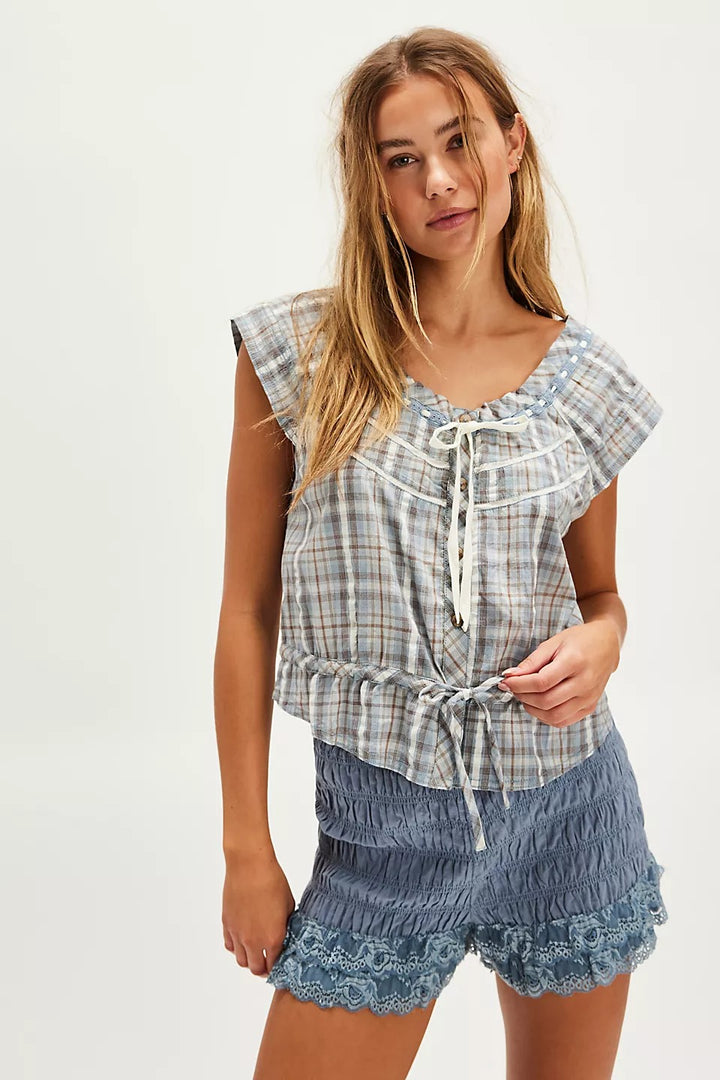 Free People We The Free Evora Plaid Blouse Top