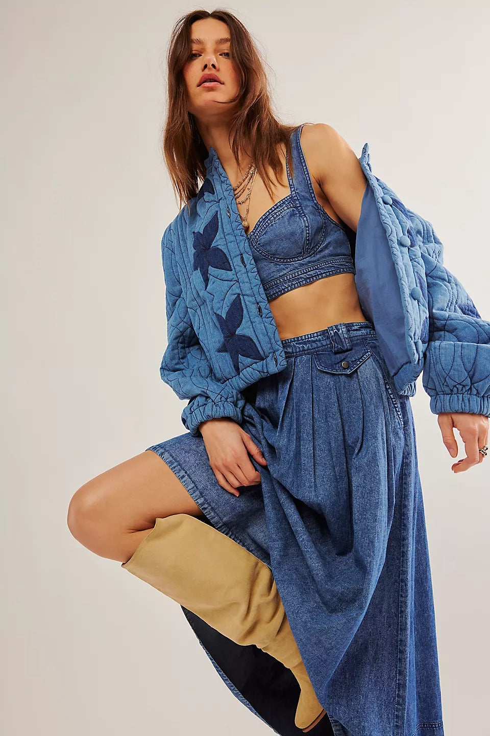 Free People Maddox Midi Skirt