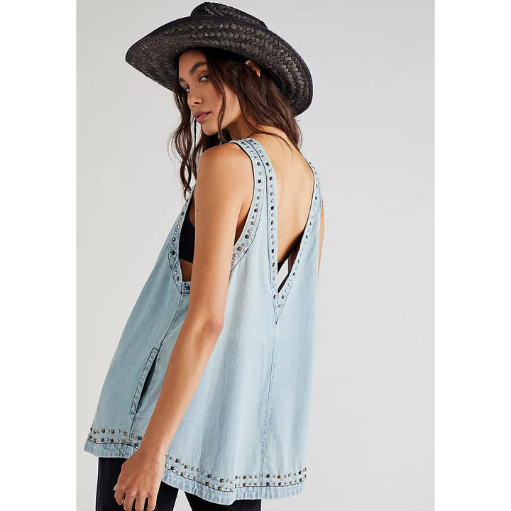 Free People Kendra Studded Denim Tunic Top