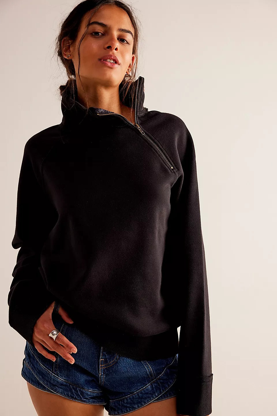 Free People We The Free Just A Game Half-Zip Sweatshirt Top