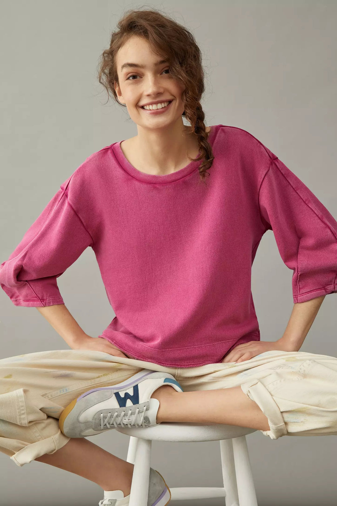 Anthropologie Kris Pleated Sweatshirt Top