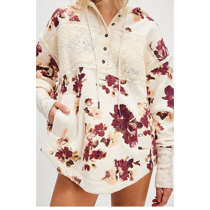 Free People Bali Bring Me Roses Sherpa Pullover Hoodie Top