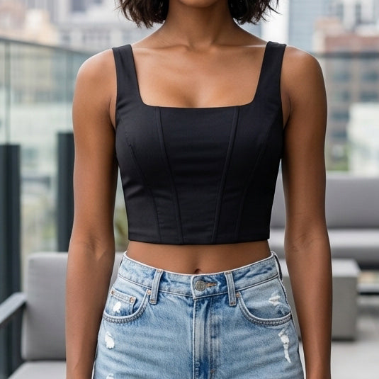 Frame Corset Tank Copped Blouse Top