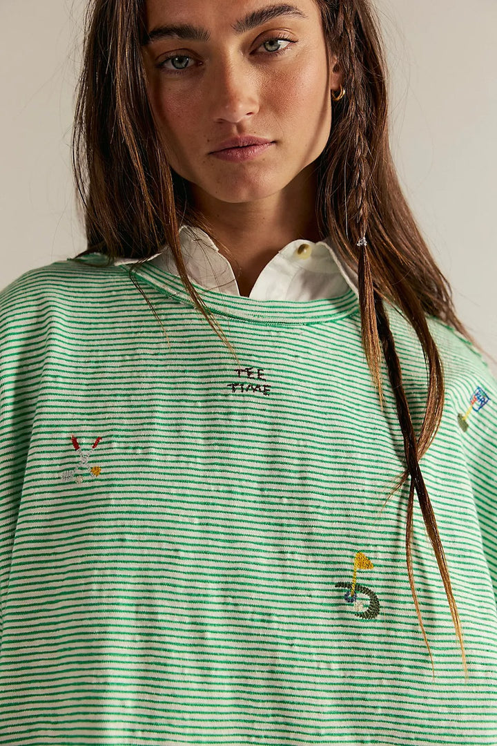 Free People We The Free Embroidered Camp Tee Tunic Top