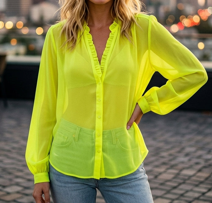 Sea New York Buttondown Long Sleeve Shirt Blouse Top