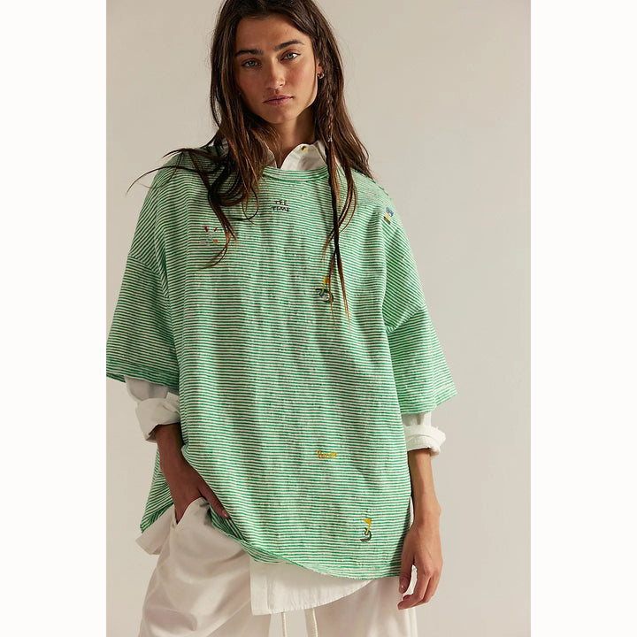Free People We The Free Embroidered Camp Tee Tunic Top