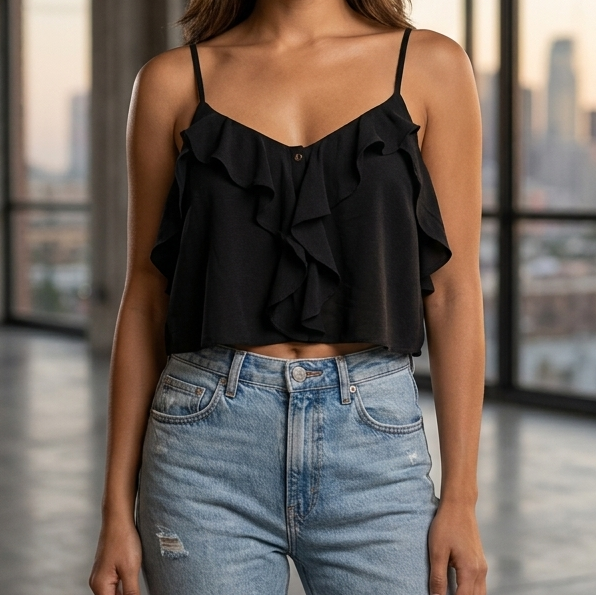 Kimchi Blue Urban Outfitters Ruffle Criss Cross Top