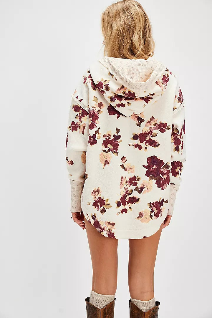 Free People Bali Bring Me Roses Sherpa Pullover Hoodie Top