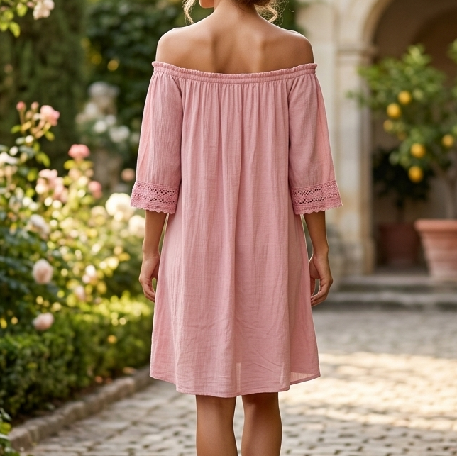 Speed Control Crochet Lace Off Shoulder Mini Dress