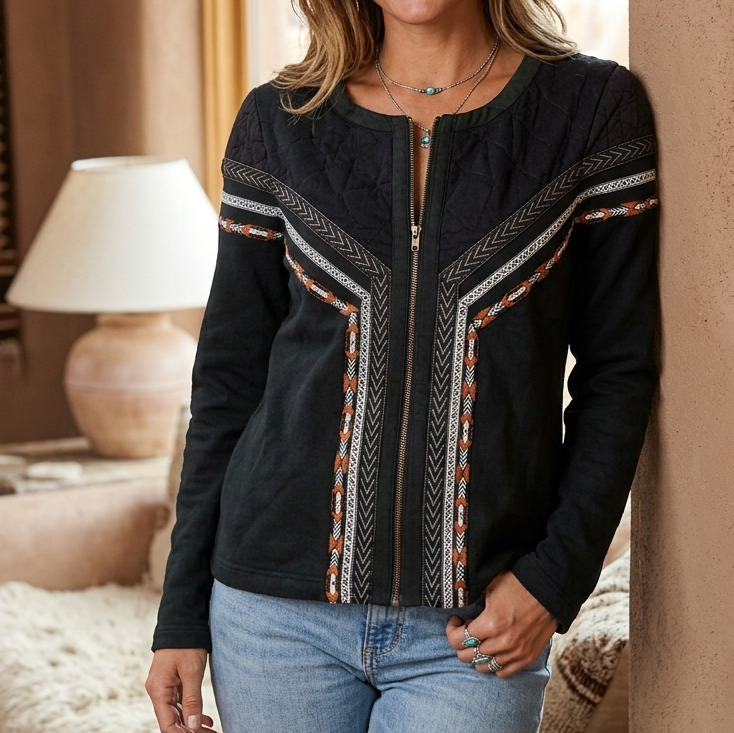 Ecote Urban Outfitters Embroidered Black Jacket Top