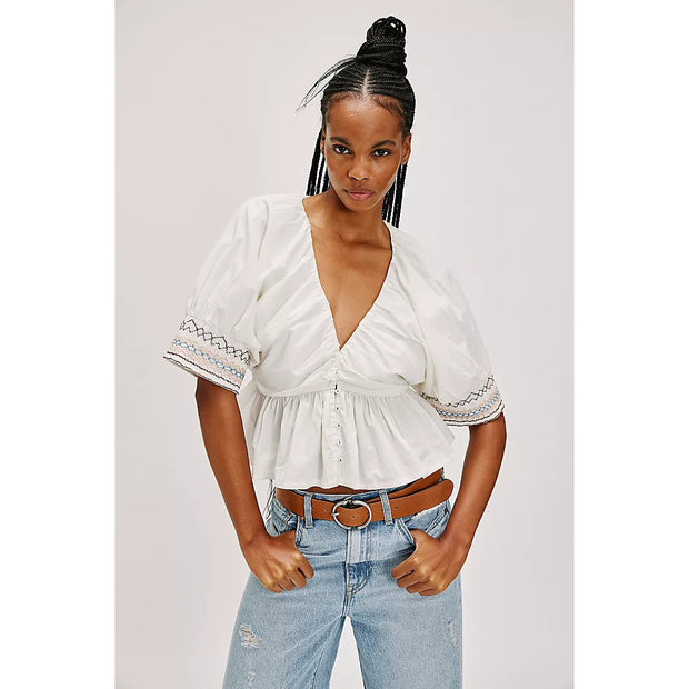 Free People Women s Where We Meet Smocked Blouse White Blouses