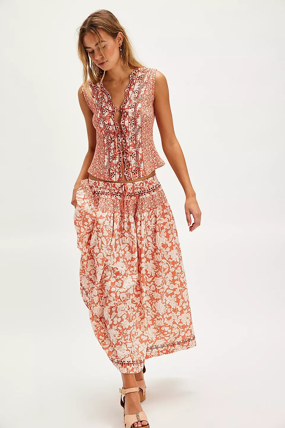 Free People Gesibelle Printed Maxi Skirt