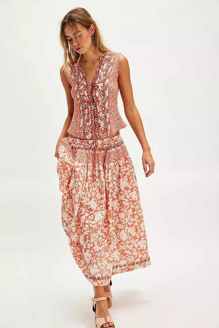 Free People Gesibelle Printed Maxi Skirt