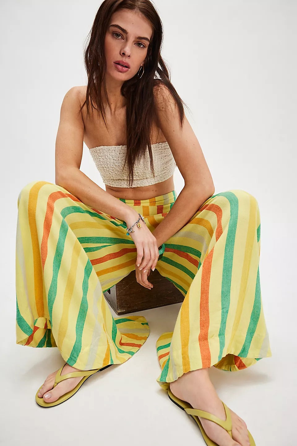 Free People Free-est Vacay Rhythm Striped Print Trousers Pants