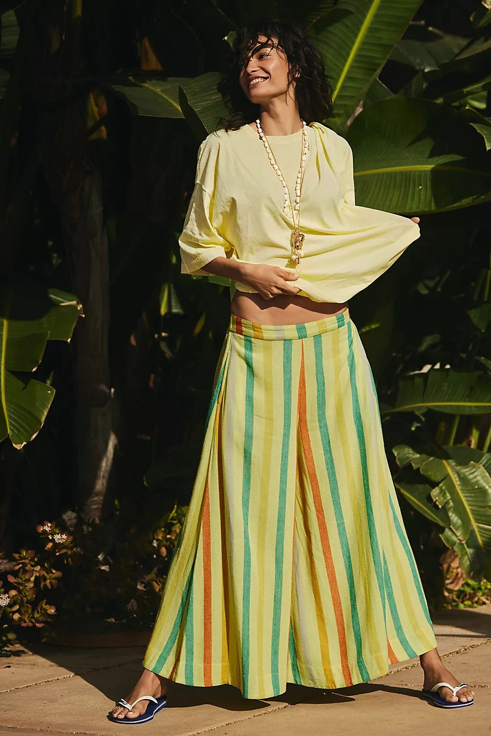 Free People Free-est Vacay Rhythm Striped Print Trousers Pants