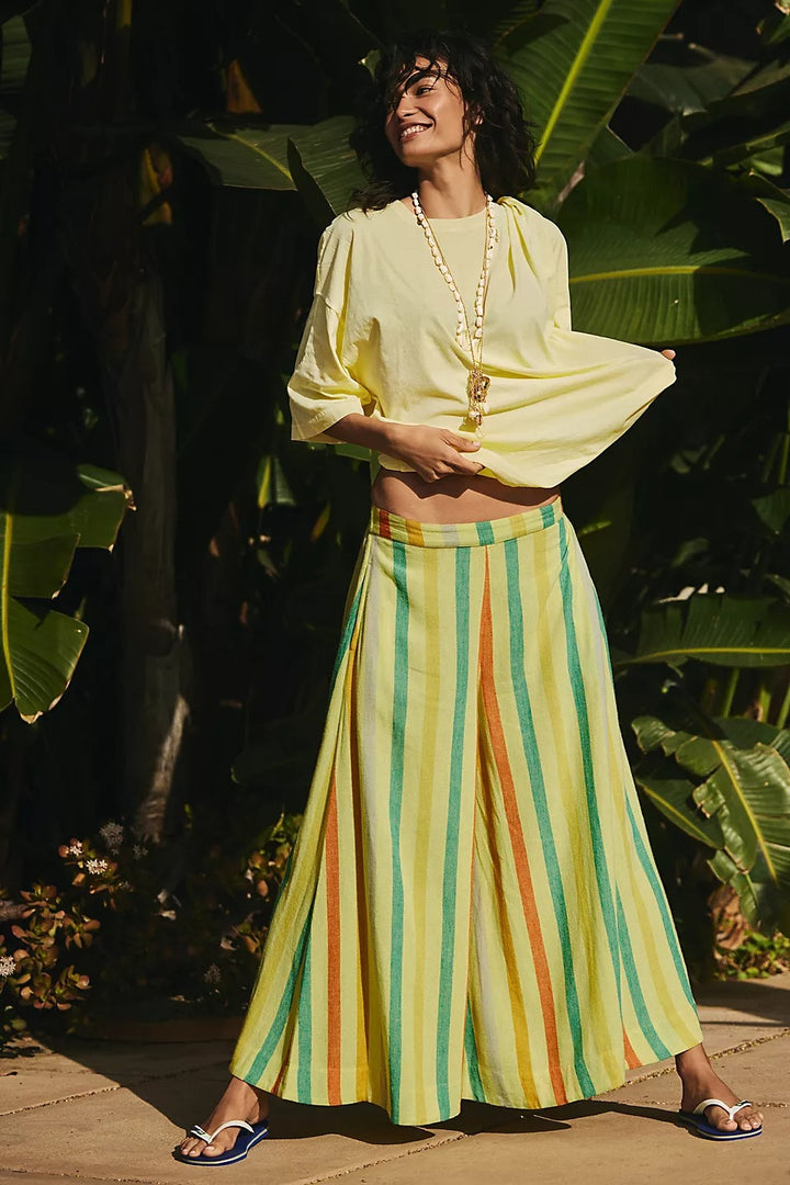 Free People Free-est Vacay Rhythm Striped Print Trousers Pants