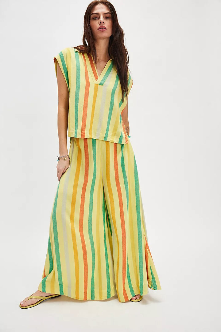 Free People Free-est Vacay Rhythm Striped Print Trousers Pants
