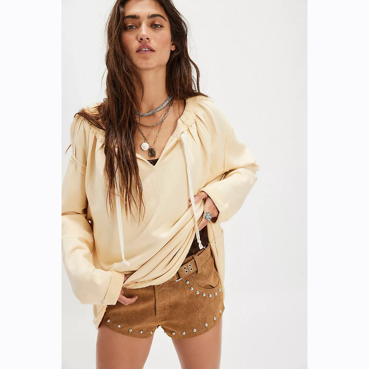 Free People Picnic Sweatshirt Blouse Top