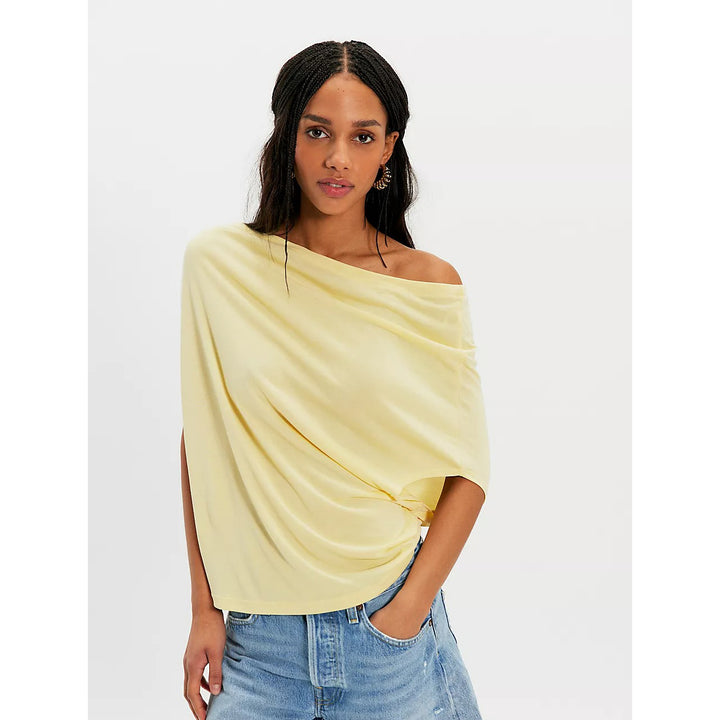 Free People Free Est Blake Off-The-Shoulder Draped Blouse Top