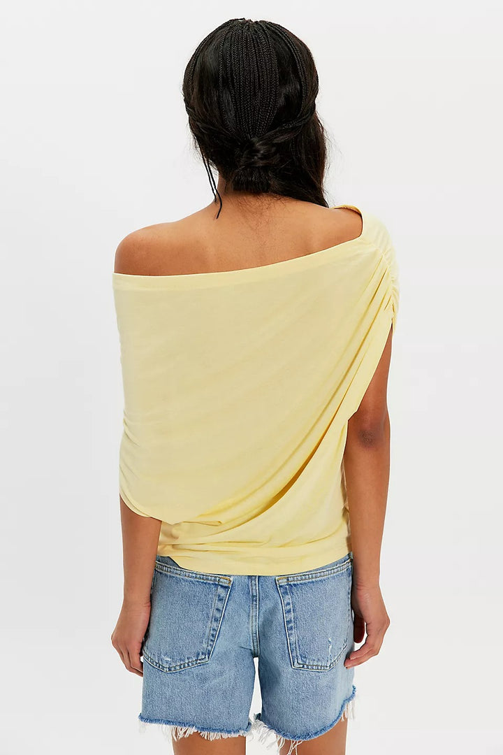 Free People Free Est Blake Off-The-Shoulder Draped Blouse Top
