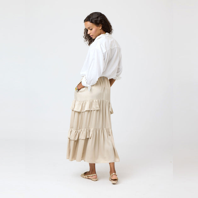 Kerri Rosenthal Athena Maxi Sandwash Silk Skirt