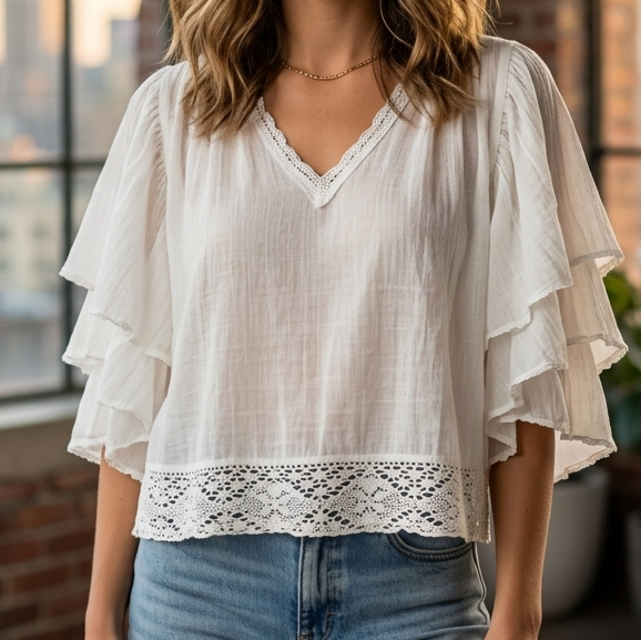 Denim & Supply Ralph Lauren Crochet Lace Blouse Top