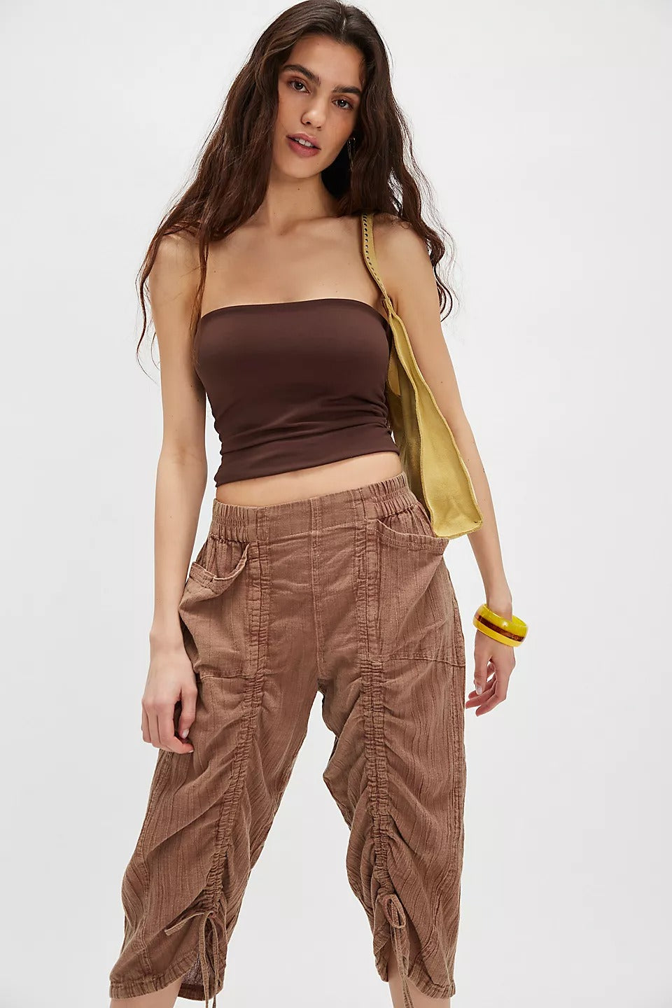 Free People Gianna Ruched Gaucho Pull-On Pants