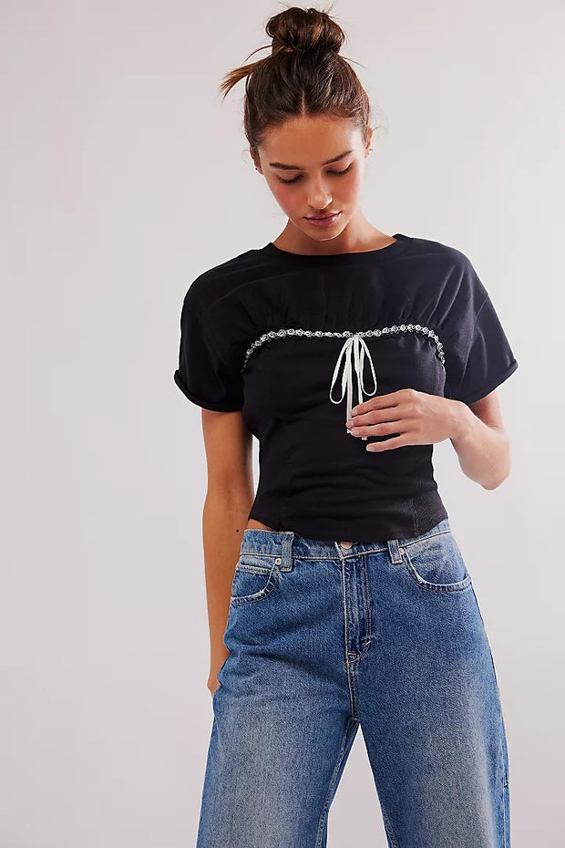 Free People Take A Bow Tee Blouse Top