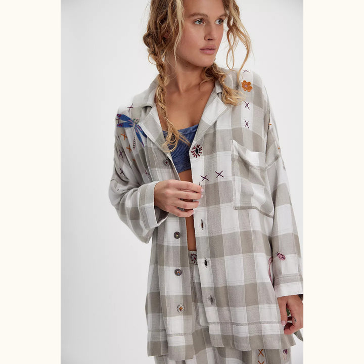 Free People Intimately Garden Party PJ Shirt Tunic Top