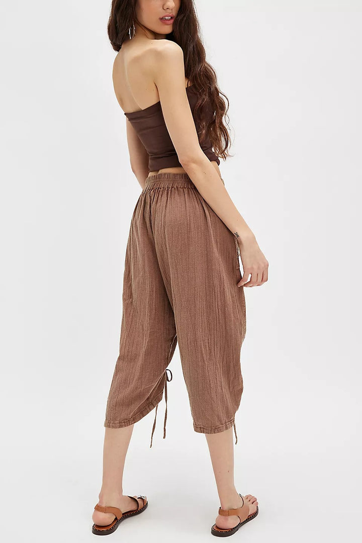 Free People Gianna Ruched Gaucho Pull-On Pants