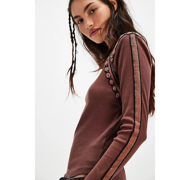 Free People Lost Love Long-Sleeve Blouse Top