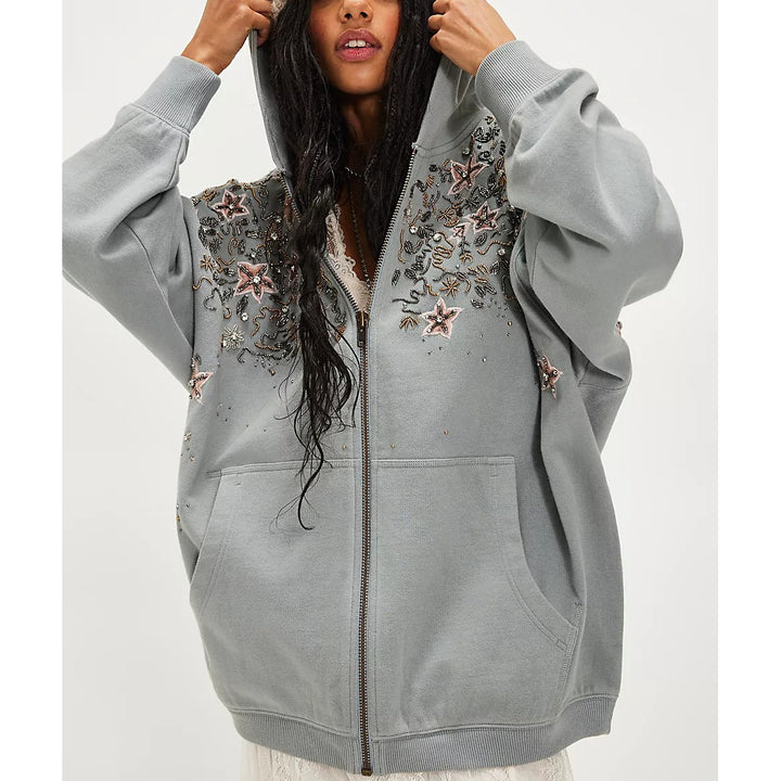 Free People Glitter Oversized Hoodie Top