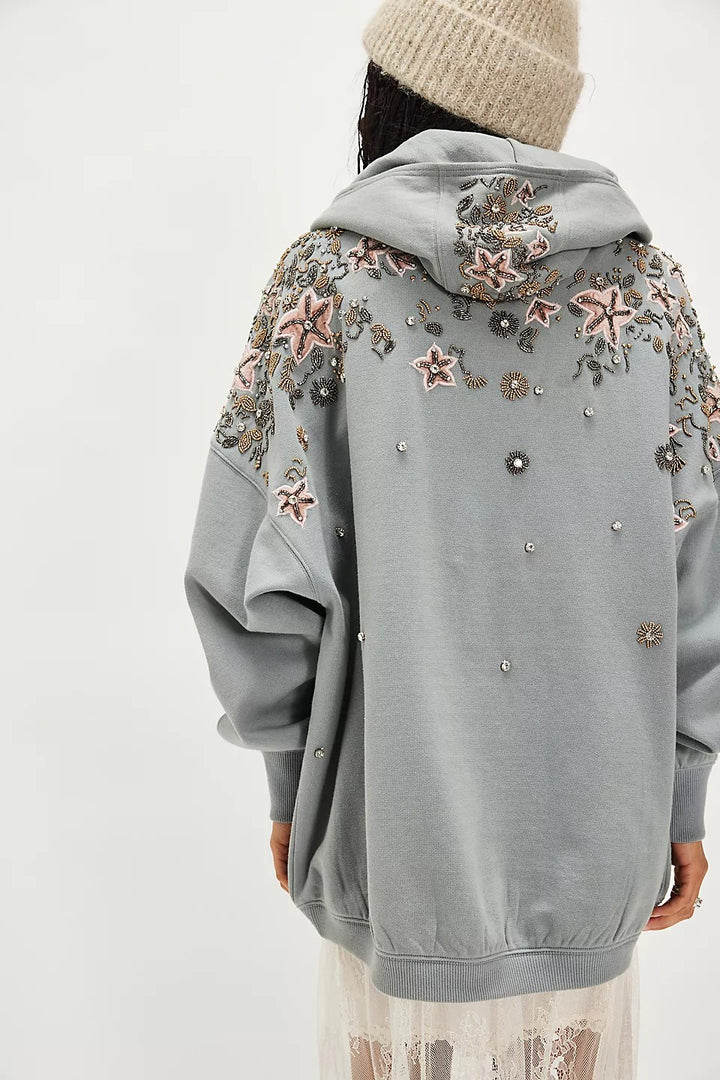 Free People Glitter Oversized Hoodie Top