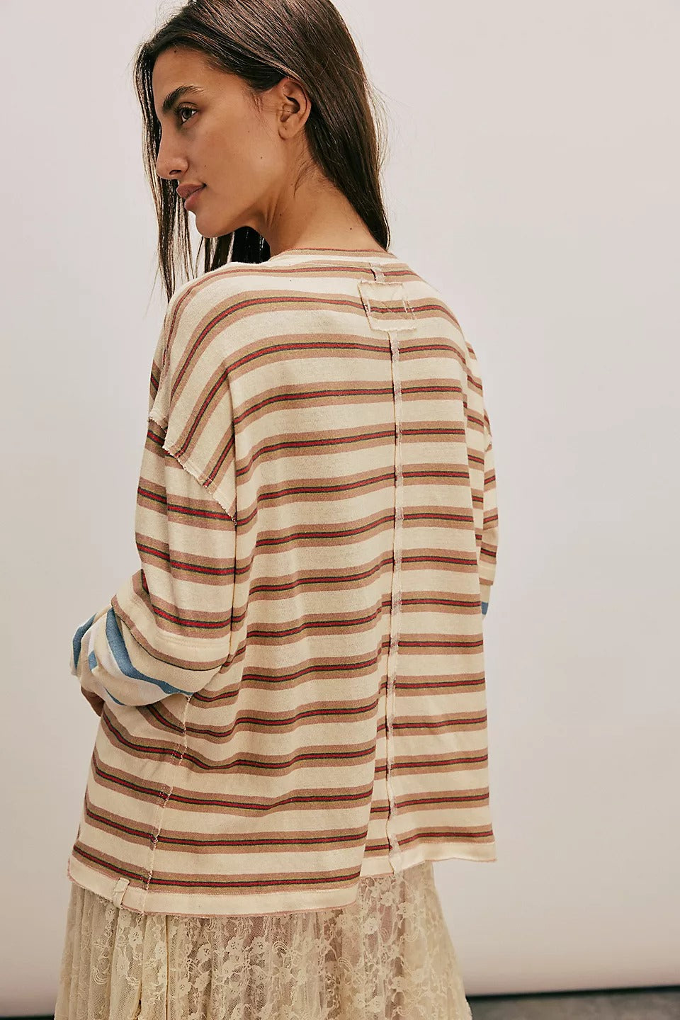 Free People We The Free Nina Stripe Long-Sleeve Tee Tunic Top