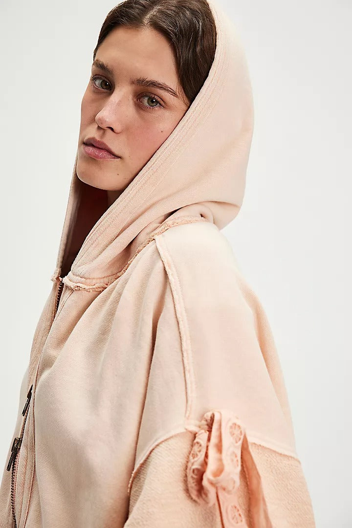 Free People Bow Girl Sweatshirt Hoodie Jacket Top