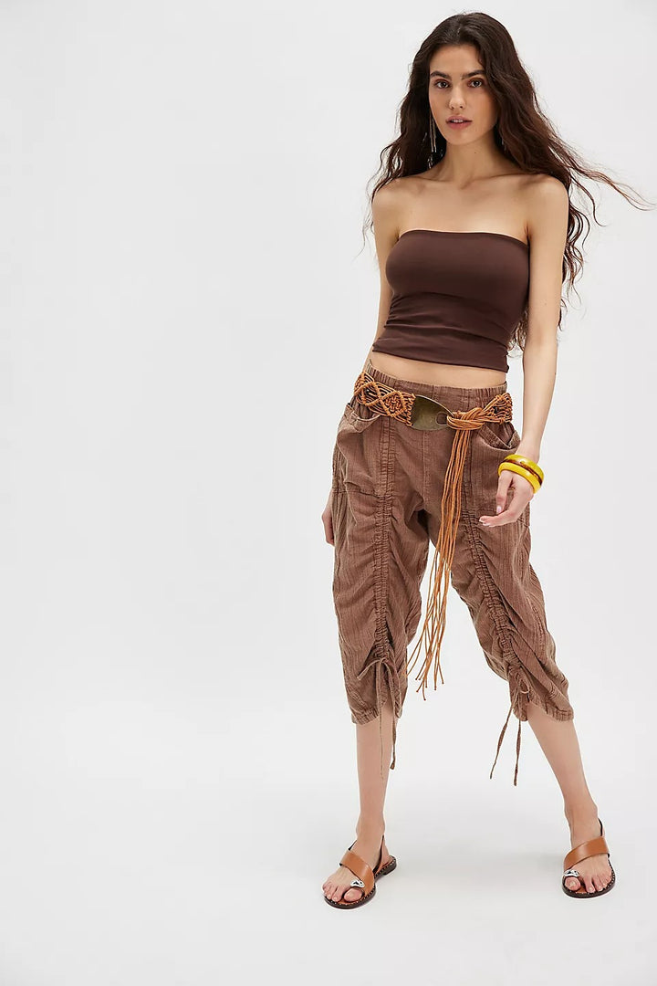 Free People Gianna Ruched Gaucho Pull-On Pants