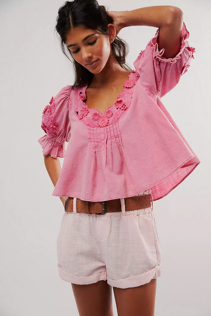 Free People Sophie Embroidered Blouse top