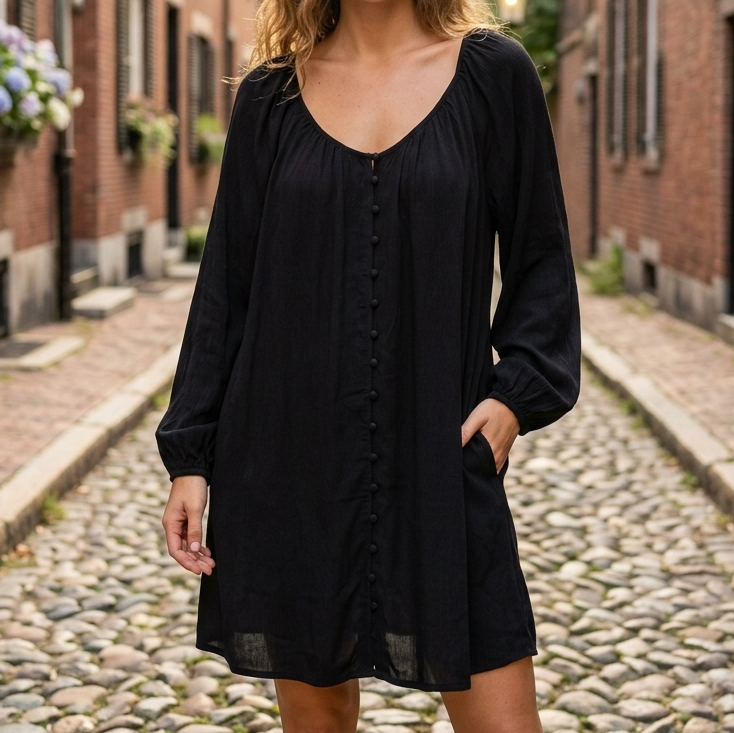 Ecote Urban Outfitters Solid Button Down Tunic Dress