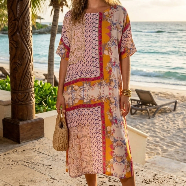 FrogBox Seashell Wave Floral Printed Mini Dress