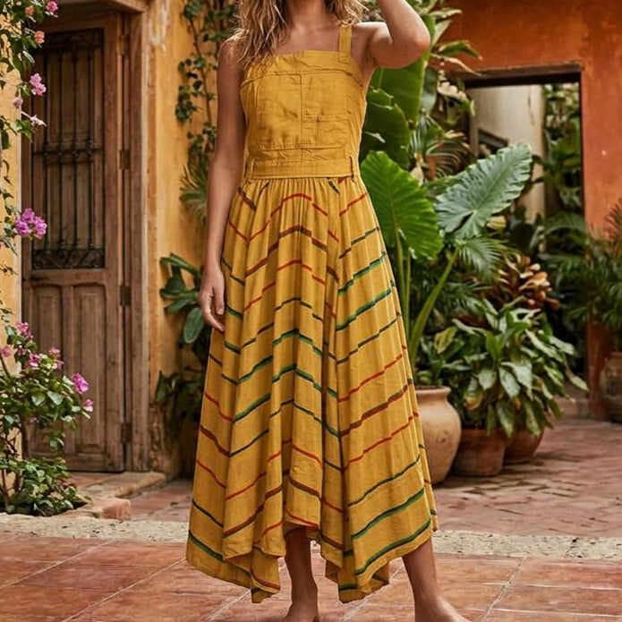 Free People Midi Dress Striped Printed