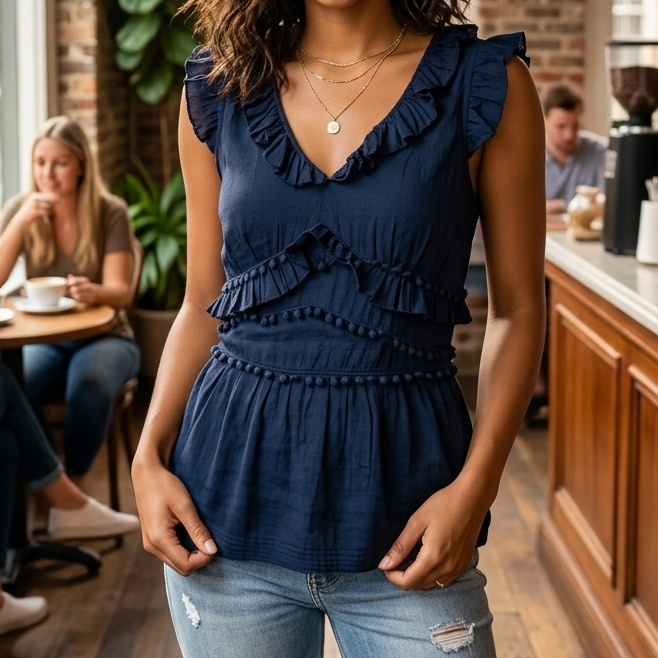 Sea New York Hemingway Tiered Lace Tunic Shirt Top